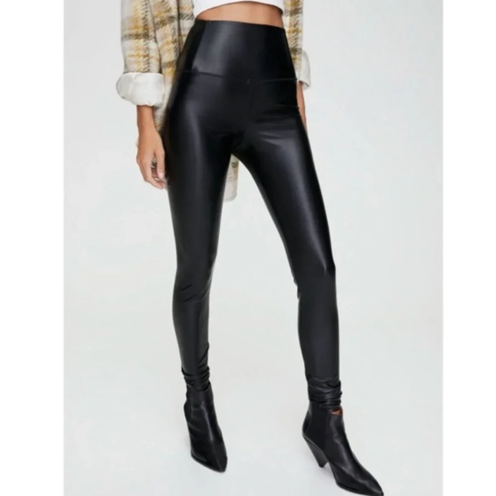 Aritzia Wilfred Free Daria Pant High Waisted Vegan Leather Leggings Black Size M - Picture 5 of 14